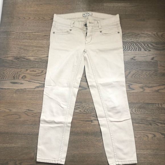 Free People Cream Skinny Jeans - Picture 1 of 5